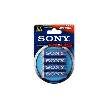 Батарейка Sony Stamina Plus AM3B4A (алкалиновая, LR6 (AA), 1.5 В, 4 шт., в блистере, 80/240/15360, срок хранения 7 лет)