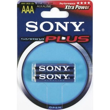 Батарейка Sony STAMINA PLUS AM4B2A (алкалиновая, LR03 (AAA), 1.5 В, 2 шт., в блистере, 40/120/12000, срок хранения 7 лет)