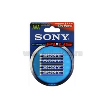 Батарейка Sony STAMINA PLUS AM4B4A (алкалиновая, LR03 (AAA), 1.5 В, 4 шт., в блистере, 80/240/24000, срок хранения 7 лет)