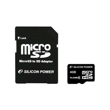  MicroSDHC 04Гб Silicon Power Класс 6 (адаптер)