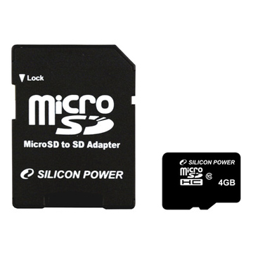  MicroSDHC 04Гб Silicon Power Класс 10 (адаптер)