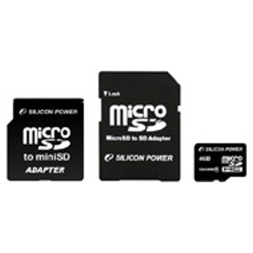  MicroSDHC 04Гб Silicon Power Класс 10 (2 адаптера)