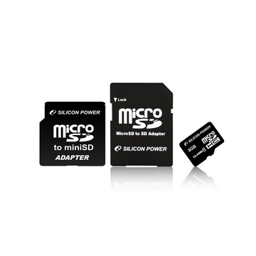  MicroSDHC 08Гб Silicon Power Класс 4 (2 адаптера)