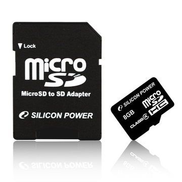  MicroSDHC 08Гб Silicon Power Класс 6 (адаптер)