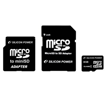  MicroSDHC 08Гб Silicon Power Класс 6 (2 адаптера)