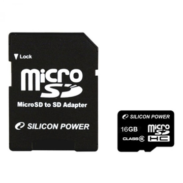  MicroSDHC 16Гб Silicon Power Класс 6 (адаптер)