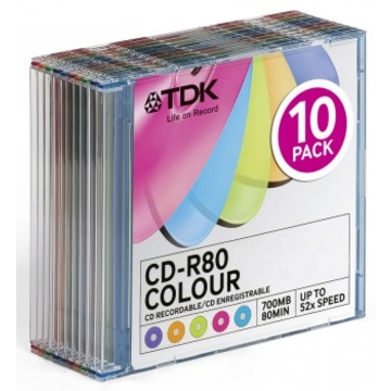 CD-R TDK Slim Case 10шт (700MB, 52x, Color)
