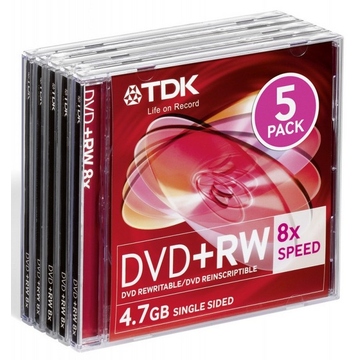 Диск DVD+RW TDK Full Jewel Case 5шт (4.7GB, 8x)