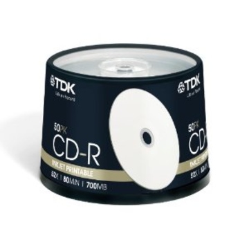 CD-R TDK Cake Box 50шт (700MB, 48x-52x, Printable)