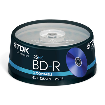 Blu-Ray BD-R TDK Cake Box 25шт (25GB, 4x, t78301)