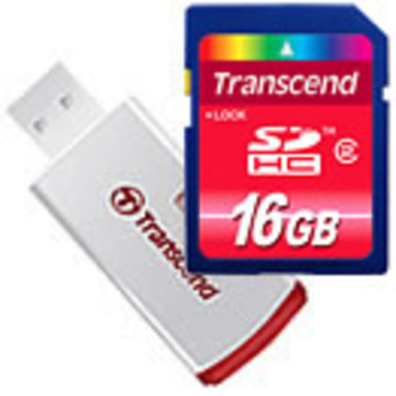  SDHC 16Gb Transcend Класс 2 (ридер P2)