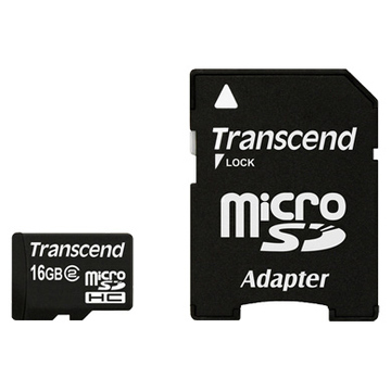  MicroSDHC 16Гб Transcend Класс 2 (адаптер)