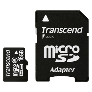  MicroSDHC 16Гб Transcend Класс 6 (адаптер)