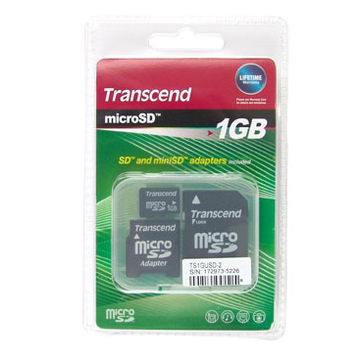  MicroSD 01Гб Transcend (2 адаптера)