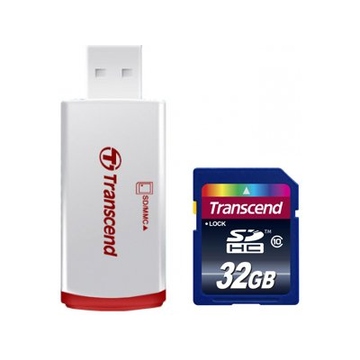  SDHC 32Гб Transcend Класс 10 (ридер P2)