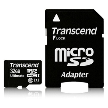  MicroSDHC 32Гб Transcend Класс 10 UHS-I Ultimate (адаптер)