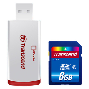  SDHC 08Гб Transcend Класс 6 (ридер P2)