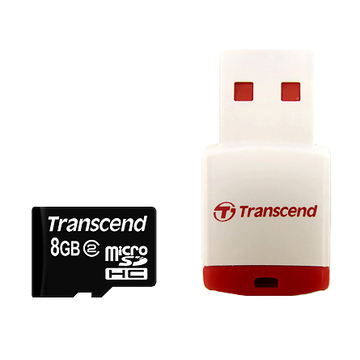  MicroSDHC 08Гб Transcend Класс 10 (ридер RDP3)