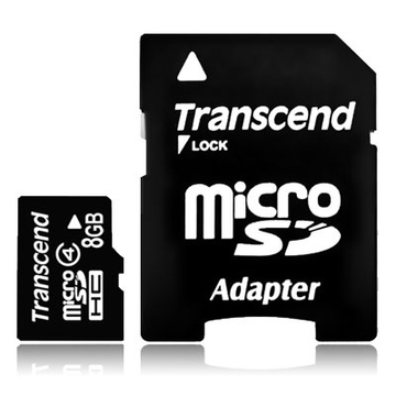 MicroSDHC 08Гб Transcend Класс 4 (адаптер)