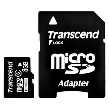  MicroSDHC 08Гб Transcend Класс 6 (адаптер)