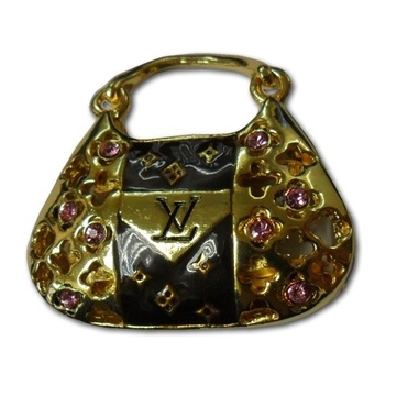 Оригинальная подарочная флешка Present BAG03 16GB (флешка сумка LV - красные кристаллы, черная широкая вертикальная полоса)