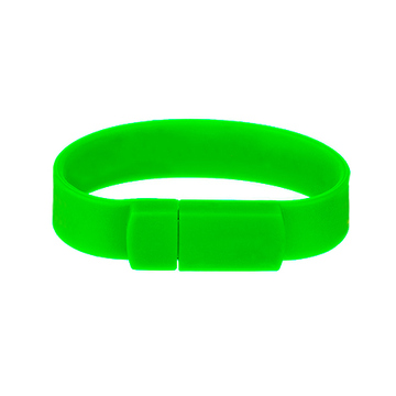 Оригинальная подарочная флешка Present BRT02 04GB Green (флешка-браслет резиновый цветной, узкий, одноцветный)