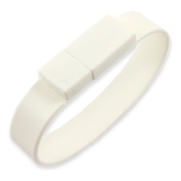 Оригинальная подарочная флешка Present BRT02 04GB White (флешка-браслет резиновый цветной, узкий, одноцветный)