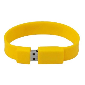 Оригинальная подарочная флешка Present BRT02 04GB Yellow (флешка-браслет резиновый цветной, узкий, одноцветный)
