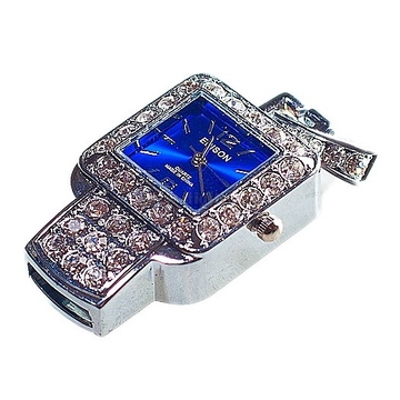 Оригинальная подарочная флешка Present CLK01 08GB Blue (часы со стразами, синий квадратный дисплей)