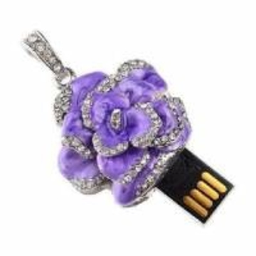 Оригинальная подарочная флешка Present FLW05 04GB Purple (разноцветные розы без стебля и камнями на лепестках)