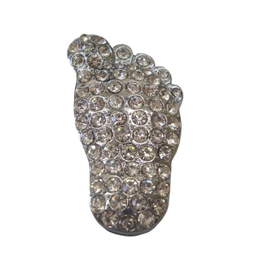 Оригинальная подарочная флешка Present FOOT03 04GB Silver (флешка-стопа серебристая, вся обсыпанная кристаллами)