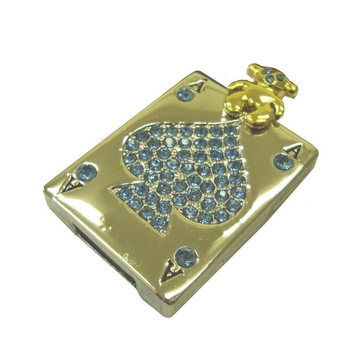 Оригинальная подарочная флешка Present ORIG14 04GB Gold (игральные карты с рисунком из кристаллов)
