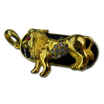 Оригинальная подарочная флешка Present ZODIAC07 08GB (знак зодиака лев на темном фоне, камни в глазу и на брюхе)