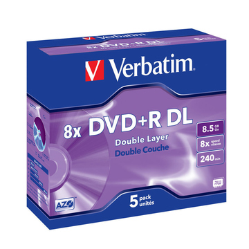 DVD+R (болванка) Verbatim Jewel Case 1шт (8.5GB, 8x, двуслойный, 43541)