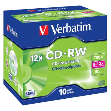 CD-RW Verbatim Jewel Case 10шт (700MB, 12x, 43148)