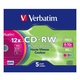 CD-RW Verbatim Slim Case 5шт (700MB, 8x-12x, Color, 43167)