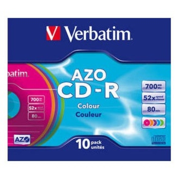 CD-R Verbatim Slim Case 10шт (700MB, 52x, Datalife+, Color, 43308)