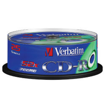 CD-R Verbatim Cake Box 25шт (700MB, 52x, Datalife, 43352)