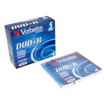 DVD+R (болванка) Verbatim Jewel Case 5шт (4.7GB, 16x, Matte Silver, 43497)