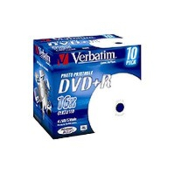 DVD+R (болванка) Verbatim Jewel Case 10шт (4.7GB, 16x, Printable, 43508)