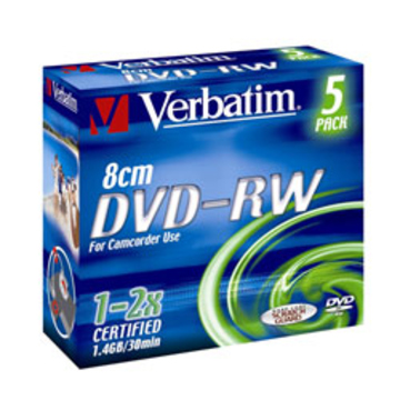 miniDVD-RW Verbatim Slim Jewel Case 5шт. (1.4GB, 2x, 43514)