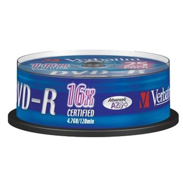 Диск DVD-R Verbatim Cake Box 25шт (4.7GB, 16x, 43522)