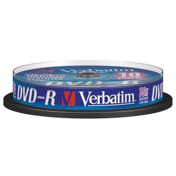 Диск DVD-R Verbatim Cake Box 10шт (4.7GB, 16x, 43523)