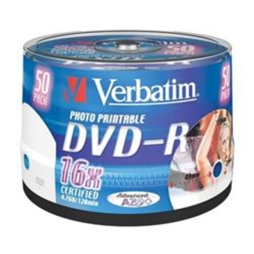 Диск DVD-R Verbatim Cake Box 50шт (4.7GB, 16x, Printable, 43533)
