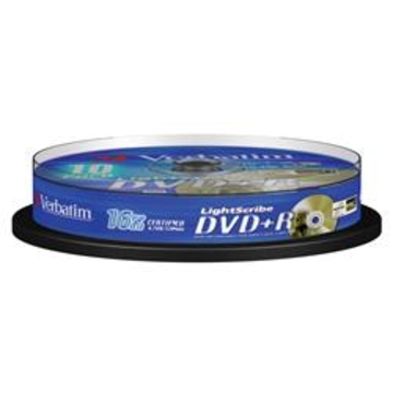 DVD+R (болванка) Verbatim Cake Box 10шт (4.7GB, 16x, Lightscribe, 43576)