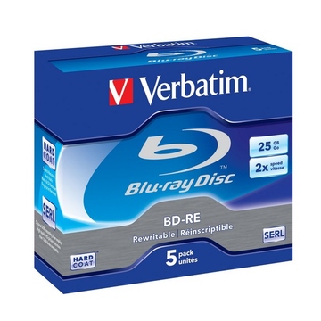 Blu-Ray BD-RE ("болванка") Verbatim Jewel Case 5шт (25GB, 2x, 43615)