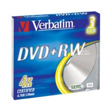 DVD+RW Verbatim Slim Case 3шт (4.7GB, 4x, 43636)