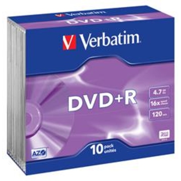 DVD+R (болванка) Verbatim Slim Case 10шт (4.7GB, 16x, 43657)