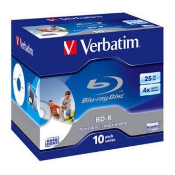 Blu-Ray BD-R Verbatim Jewel Case 10шт (25GB, 4x, Printable, 43669/68)