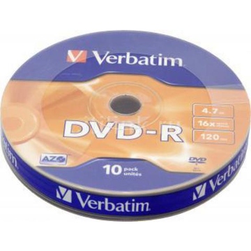 Диск DVD-R Verbatim Shrink 10шт (4.7GB, 16x, 43729)
